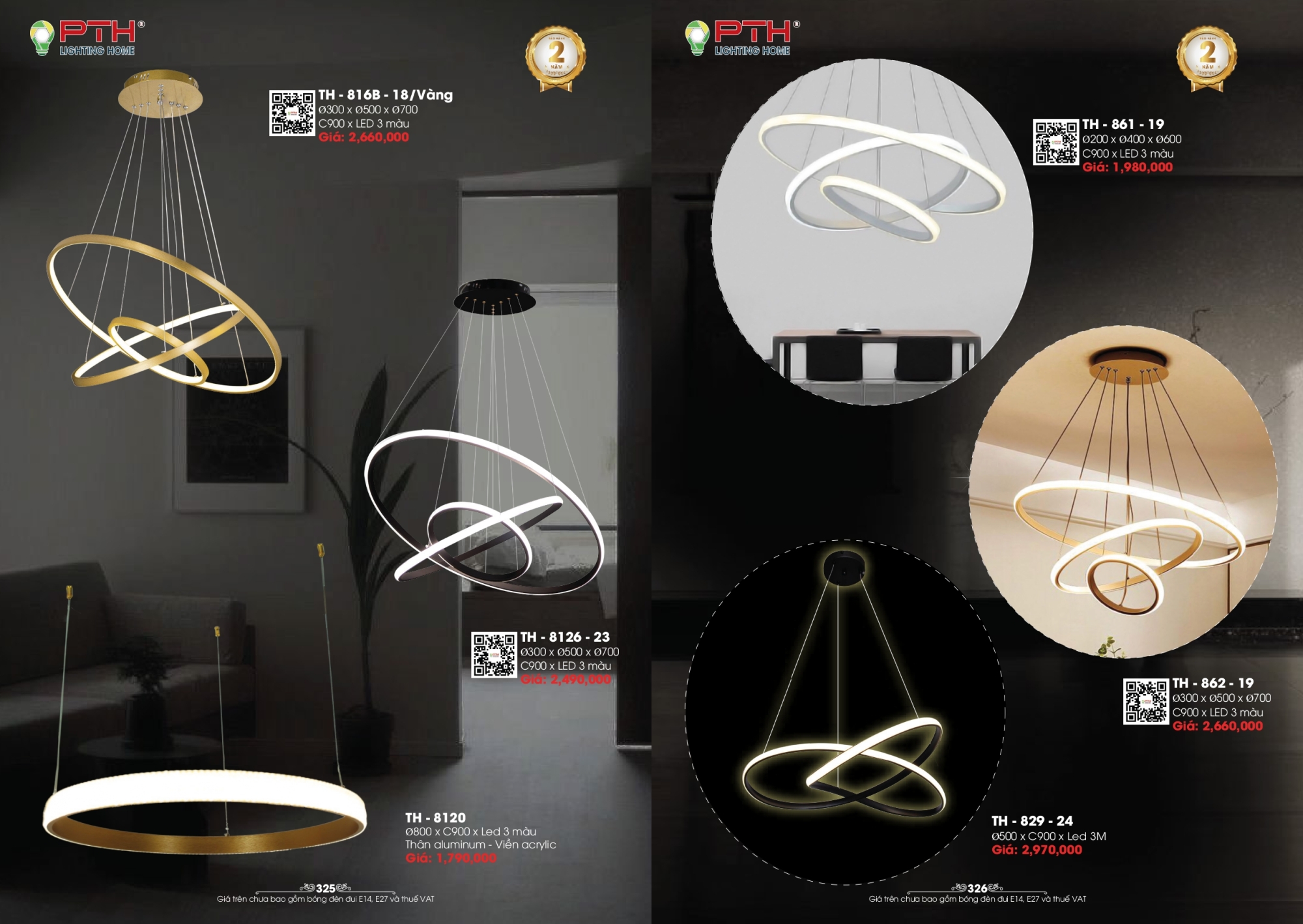 Bảng giá đèn trang trí PTH Lighting Home 2026